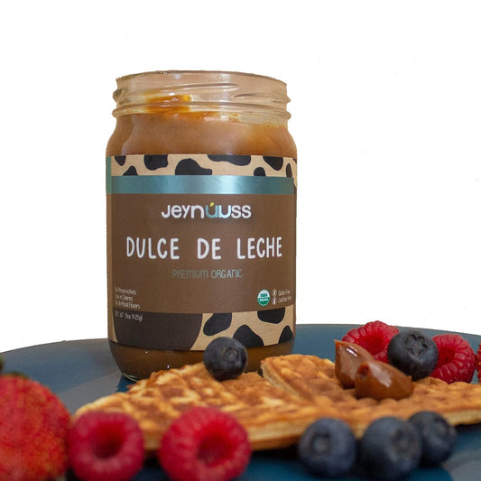 Dulce De Leche Orgánico Jeynuuss Cajeta para Aderezo De Postre Sin Gluten Sin Lactosa 15 Oz