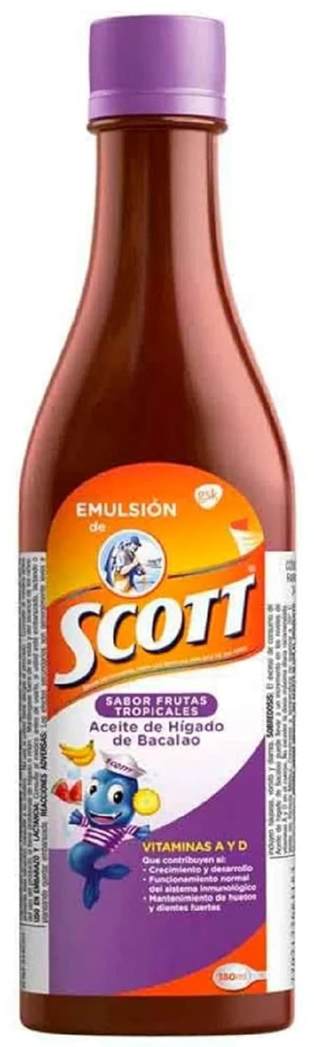 Emulsion Scott Sabor Frutas Tropicales Aceite de hígado de bacalao con vitamina A
