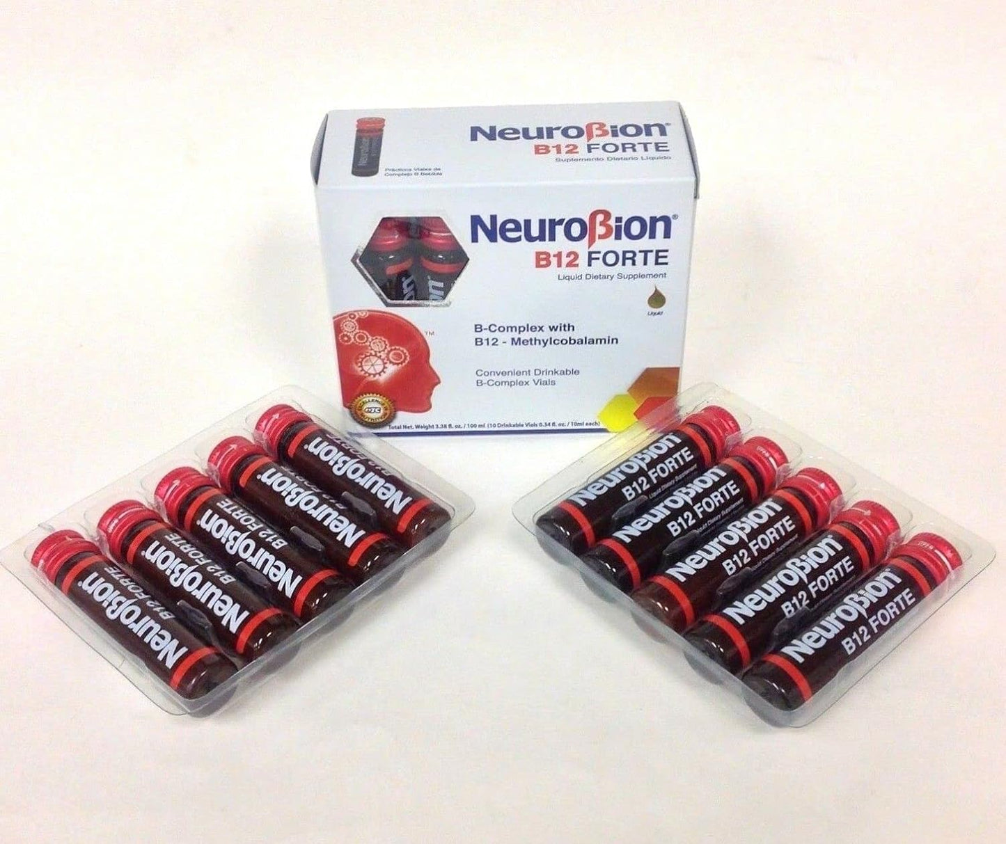 Neurobion Pack B12 Forte 2 Caja 10 Viales x 10 ml + Bolsa Pastillera Transparentes Resellables Homestuff